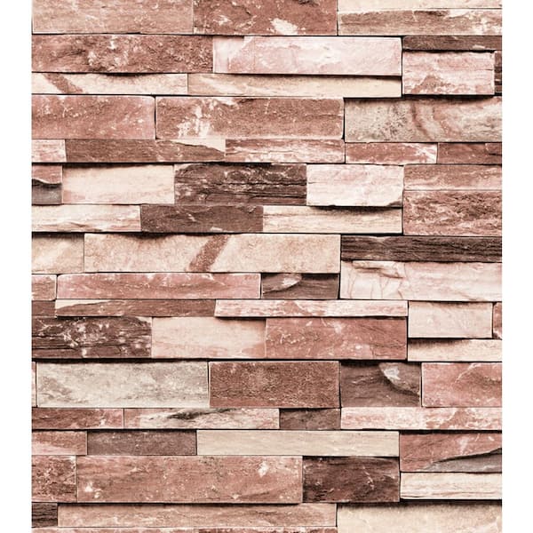 Dundee Deco Falkirk Ophia Slate Beige, Red Vinyl Peelable Roll (Covers 57 sq. ft.)