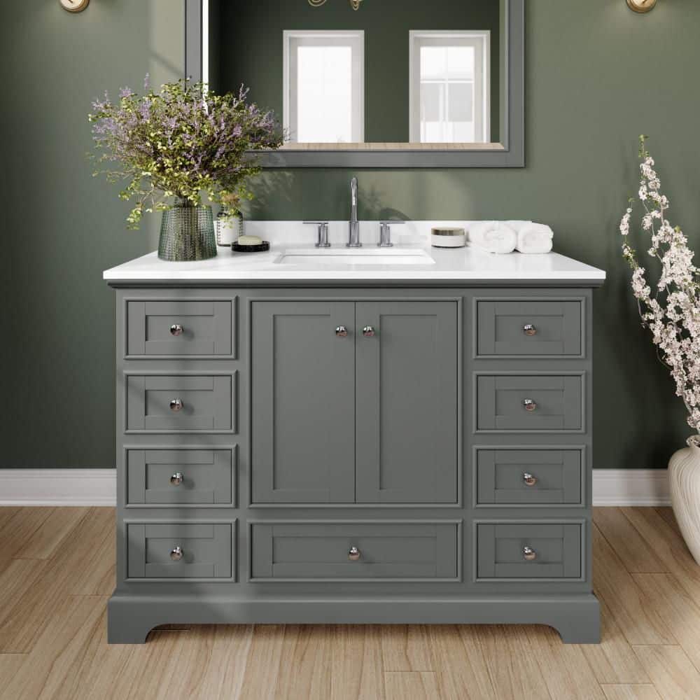 Deborah 48 in. Single Freestanding Dark Gray Bath Vanity with Top price history on PriceWatchPro