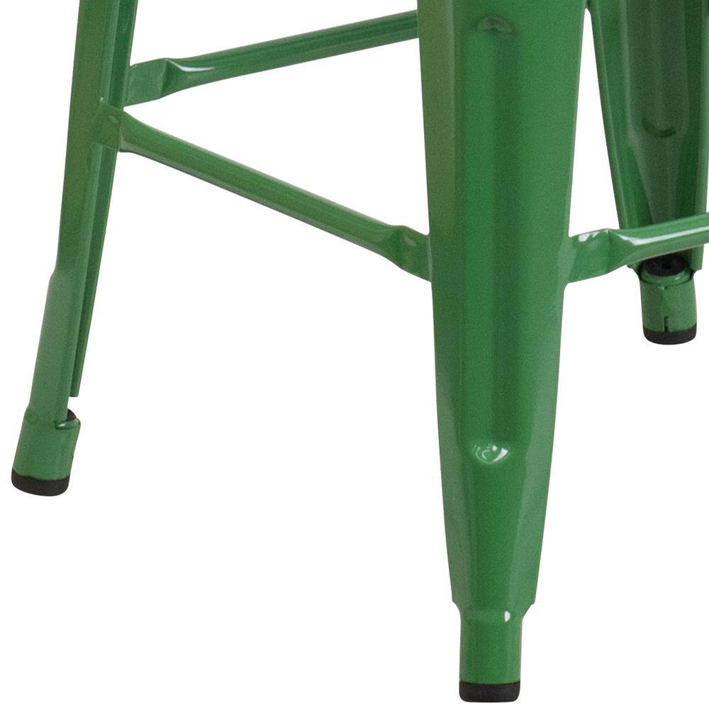 30" Green Metal Backless Stackable Bar Stool