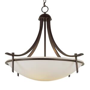 Vitalian 4-Light Rubbed Oil Bronze Pendant with Frosted Glass Shade