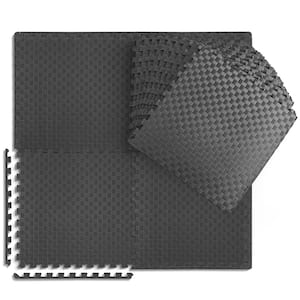 Black 24 in. W x 24 in. L x 0.5 in. T EVA Foam Tatami Pattern Gym Flooring Mat (24 Tiles/Pack) (96 sq. ft.)