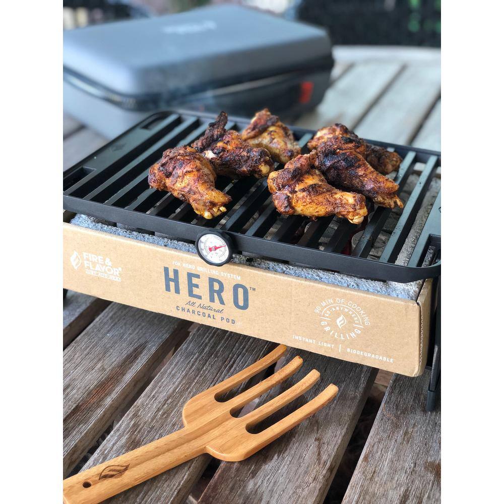 Ultra-Portable Black Charcoal Grill with Bamboo Accessories