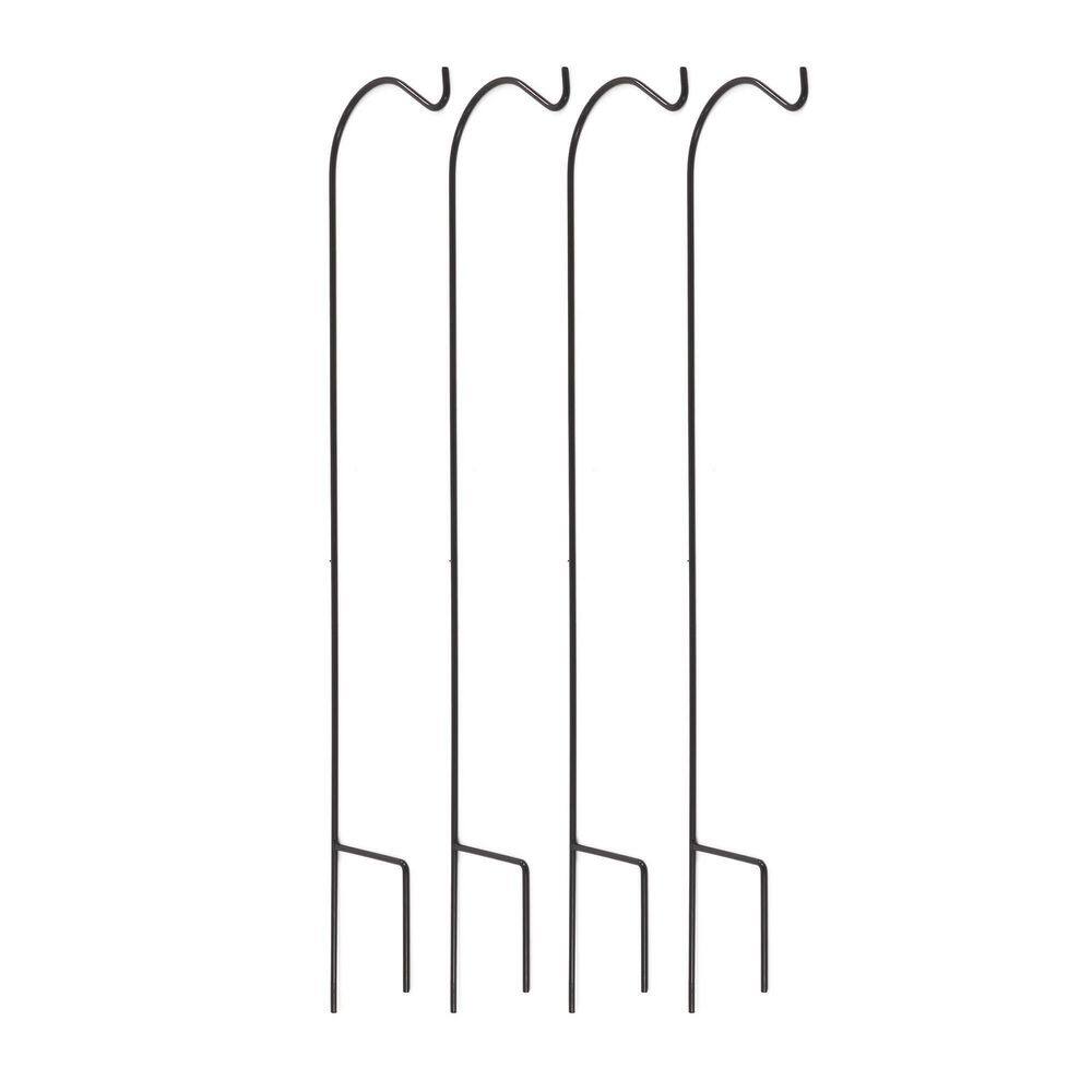 Ashman Black 65-Inch Steel Shepherd Hook for Outdoor Decor, 4 Pack