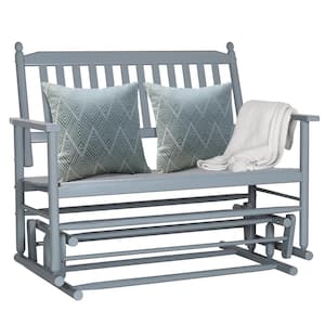 2-Person Gray Wooden Outdoor Patio Glider Rocking Chair Swing Chair
