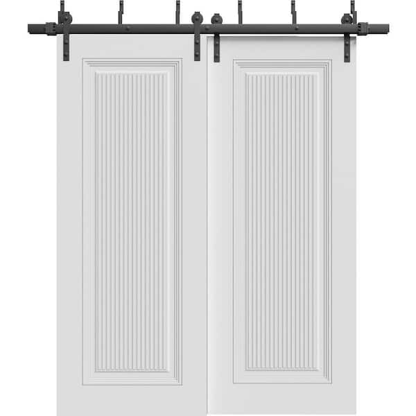 7888 84 in. x 96 in. Sold Core White Enamel Color Wood Sliding Barn Door with Hardware Kit