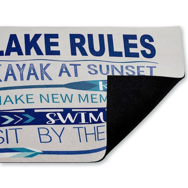 Lake Time Traditions Blue 18 in. x 30 in. Polyester Non-Slip Outdoor Door Mat