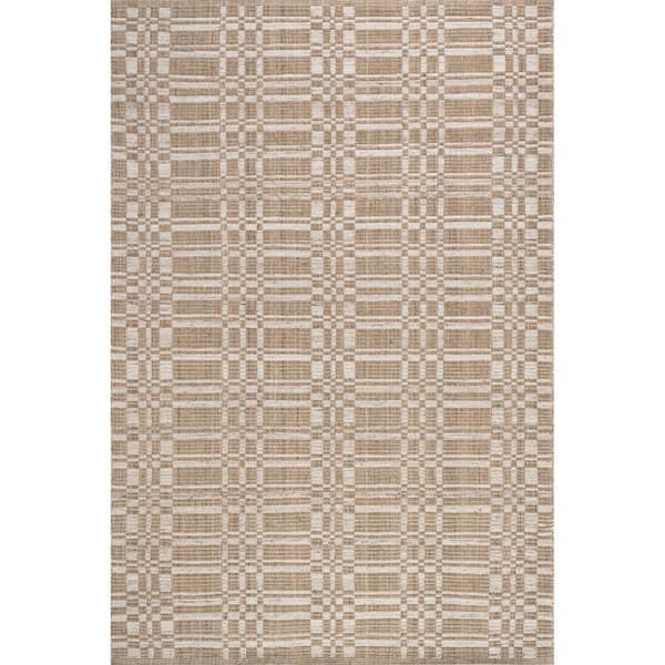 Austin Geometric Beige 6 ft. x 9 ft. Indoor/Outdoor Patio Rug