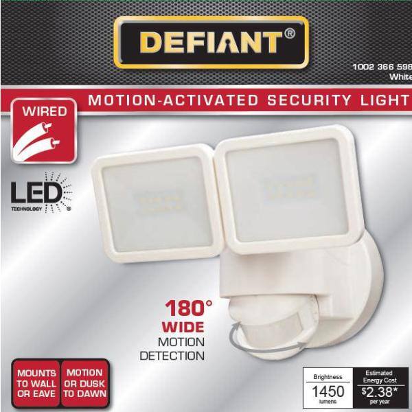 White Finish Switch Controlled 180 Watt Equivalent Defiant LED Security Light 