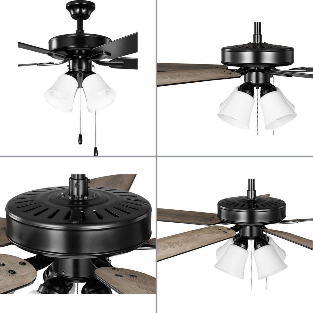 Matte Black 52'' Ceiling Fan with Light and Remote