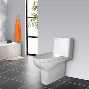 Modern 12" Rough in 1-piece 1.1/1.6 GPF Dual Flush Elongated Toilet in Glossy white, Seat Included
