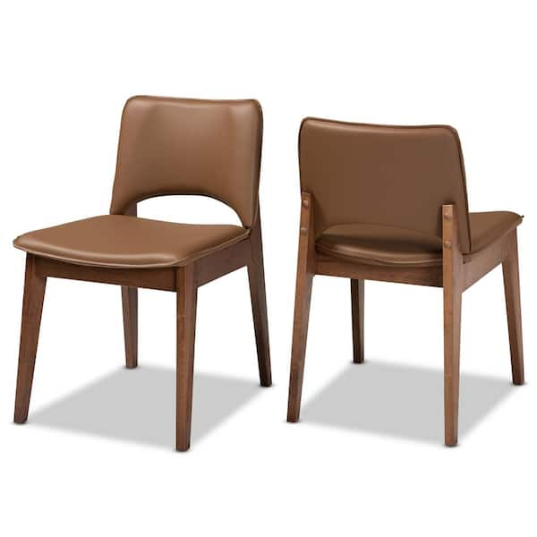 Baxton Studio Afton Brown and Walnut Brown Dining Chair Set of 2