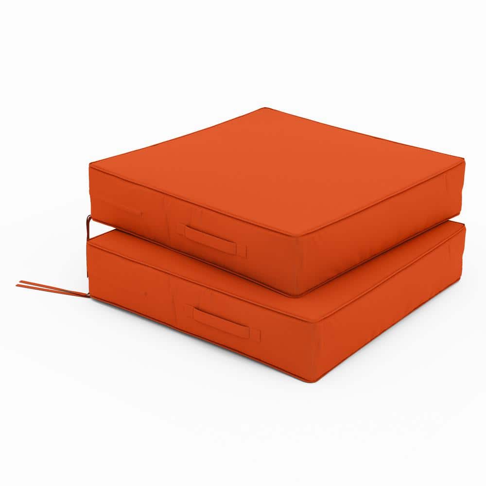 24 in. x 24 in. x 5 in. (2-Pack) Square Outdoor Patio Seating Repacement Lounge Chair Dining Seat Cushion Orange price history on PriceWatchPro