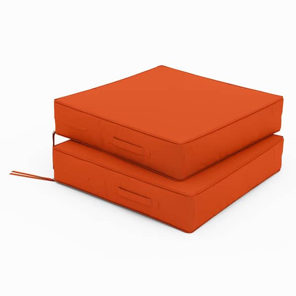 Kimunuk 24 in. x 24 in. x 5 in. (2-Pack) Square Outdoor Patio Seating Repacement Lounge Chair Dining Seat Cushion Orange
