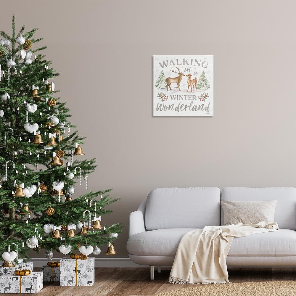 Walking in a Winter Wonderland Off-White Canvas Art Print