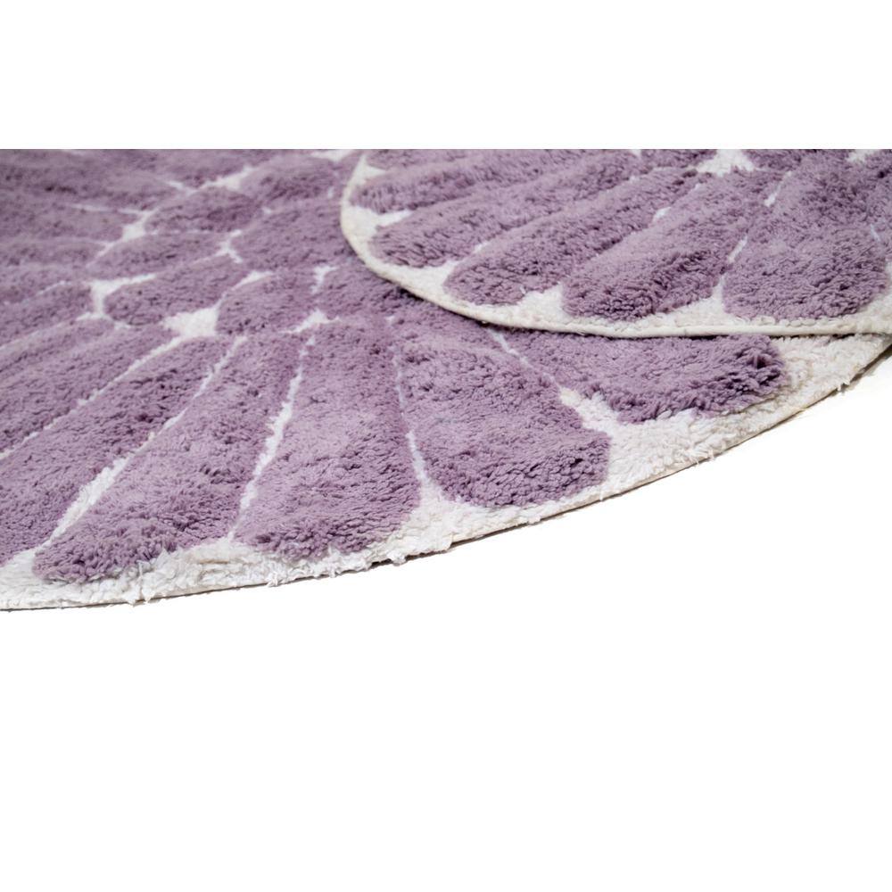 Lilac and White Cotton Floral Bath Rug Set, 2-Piece