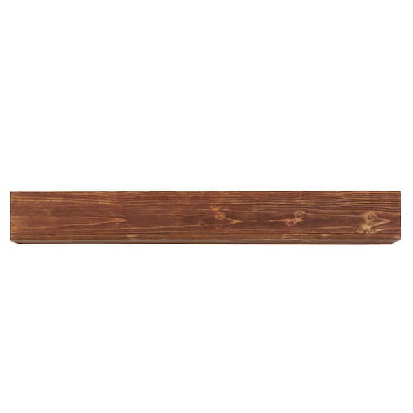 Unbranded 72 in. W x 9 in. D Light Brown Solid Wood Floating Decorative Wall-Shelf, Wood Floating Shelf