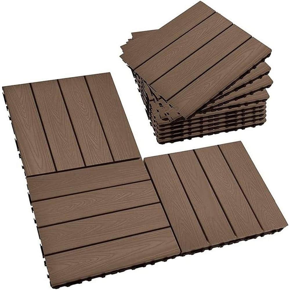1 ft. x 1 ft. Interlocking Patio Flooring Wood-Plastic Composite Deck Tiles