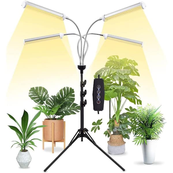 15-63 in. Adjustable 4-Head LED Grow Light with Full Spectrum and Auto Timer for Indoor Plants, Floor Standing Grow Lamp