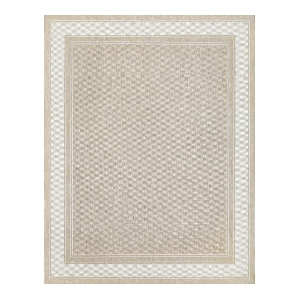 Hampton Bay Cooper Beige 8 ft. x 10 ft. Border Indoor/Outdoor Area Rug ...