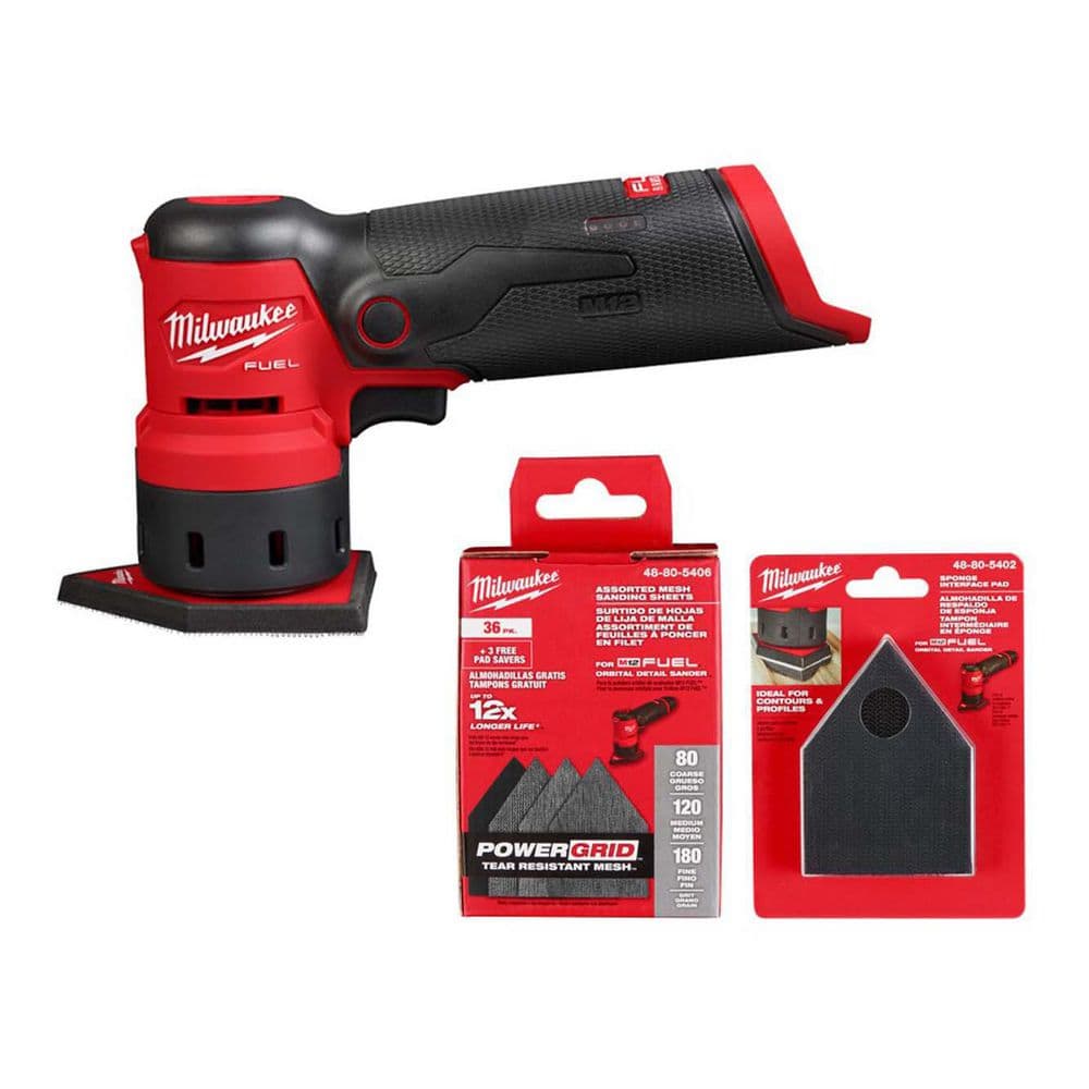 Milwaukee M12 12V FUEL LithiumIon Cordless Orbital Detail Sander Tool