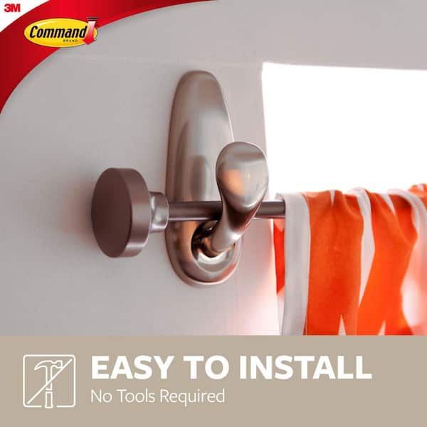 Command 1 lb. Small Satin Nickel Bath Hook (1 Hook, 2 Water Resistant Strips)  BATH33-SN-ES - The Home Depot