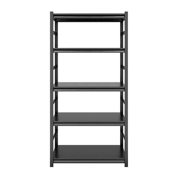 Unbranded Black 63 in. H 5-Tier Heavy-Duty Metal Pantry Organizer with Adjustable Shelves