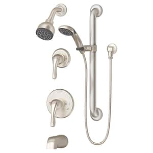 Origins Temptrol 1-Spray Dual Showerhead and Handheld Showerhead Faucet with Stops in Satin Nickel (Valve Included)