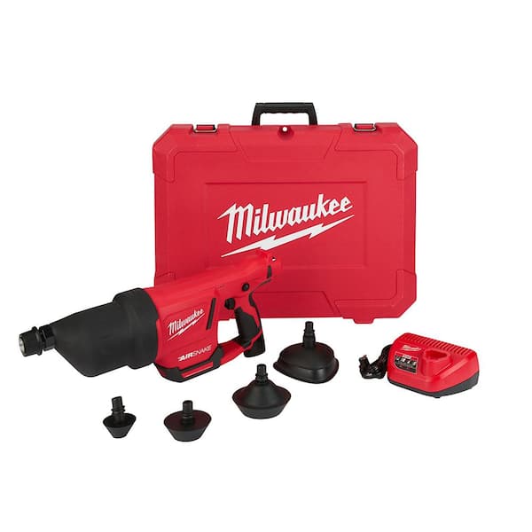 Milwaukee M12 12-Volt Lithium-Ion Cordless Drain Cleaning Airsnake Air Gun Kit with (1) 2.0Ah Battery, Charger & Attachments