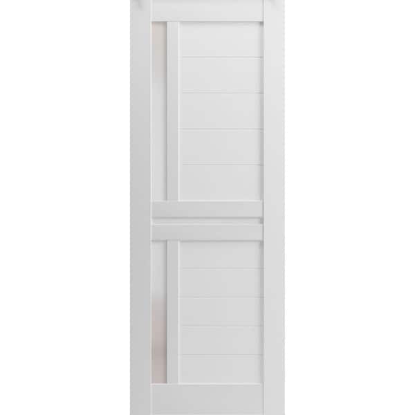 32 in. x 34 in. Solid Wood Frosted glass White Interior Door Slab