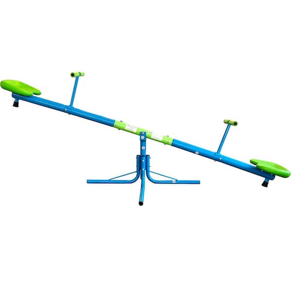 Dark Blue Kids Outdoor Play Equipment Upgraded Seesaw, Swiveling 360° Toddlers Sit and Spin Teeter Totter