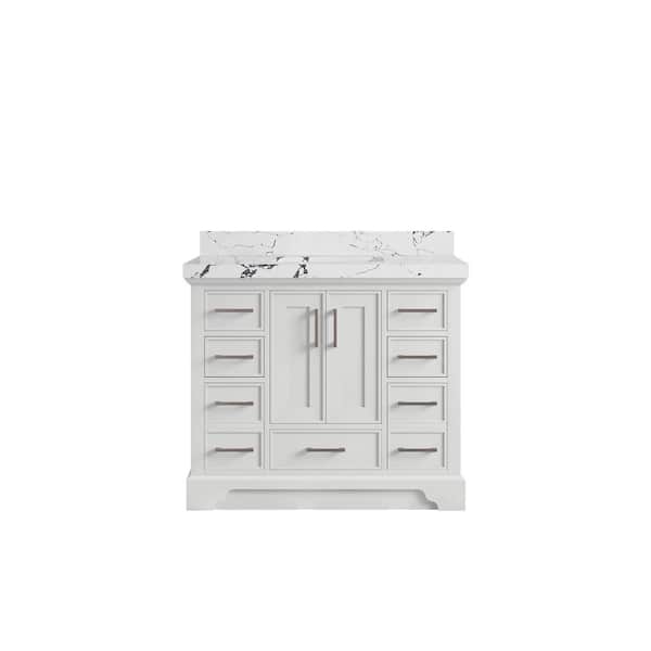 Willow Collections Charlotte 42 in. Single Sink Freestanding White Bath Vanity with Viola Night Qt. Top Unassembled