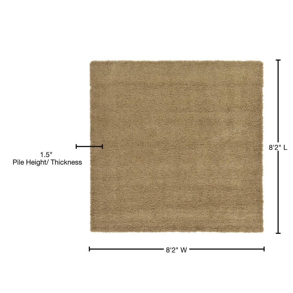 Sandy Brown Square Shag Rug with Easy Care