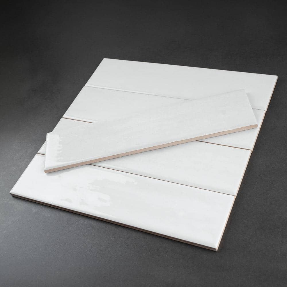 Cyra White Polished Ceramic Subway Wall Tile 2.95 x 11.81