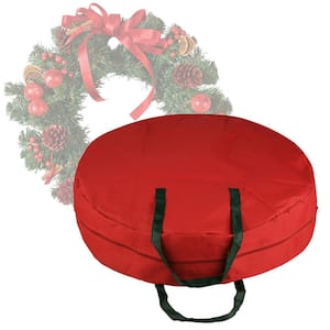30 in. Artificial Red Canvas Supreme Christmas Wreath Storage Bag