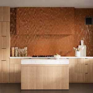 Virtuo Honey Brown 1.45 in. x 9.21 in. Polished Crackled Ceramic Subway Wall Tile (4.65 sq. ft./Case)