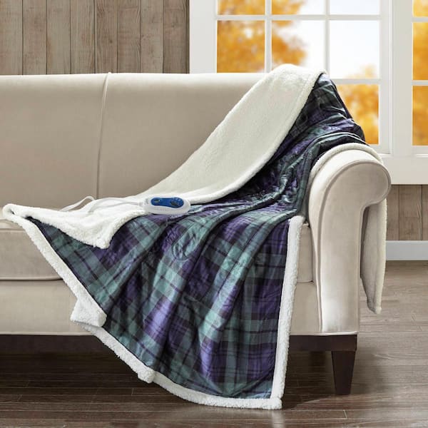 Woolrich Brewster Blue/Green Berber Electric Throw Blanket