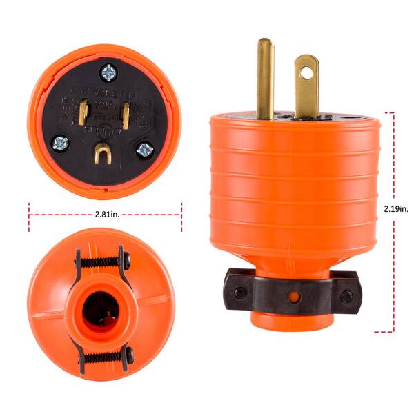 Orange Heavy duty impact 3 pin plugs sockets plug tops 13 amp garden DIY 