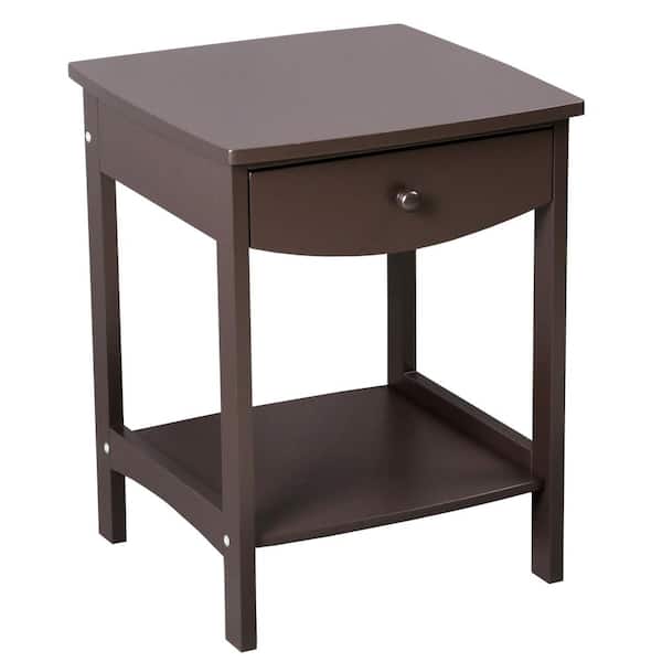 Winado 1-Drawer Brown Nightstand (21.8 in. H x 17.3 in. W x 17.3 in. D)