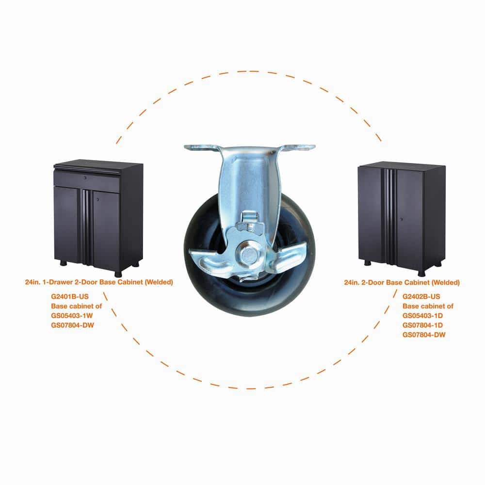 Black 4-Inch Swivel Plate Casters with Polypropylene Wheels