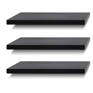 6.7 in. x 17 in. x 1 in. Black Solid Wood Decorative Wall Shelves Floating Shelves