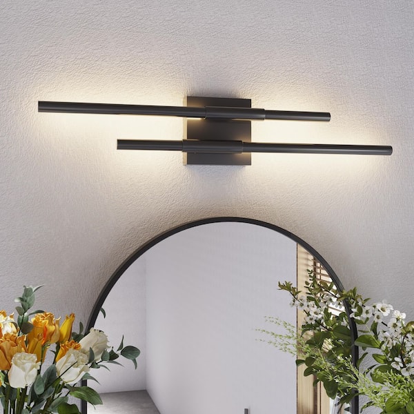 2-Light Black Indoor LED Wall Sconce