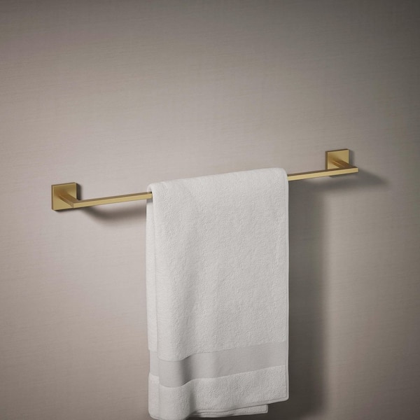 Square 24 in. Wall Mount Towel Bar in Vibrant Brushed Moderne Brass