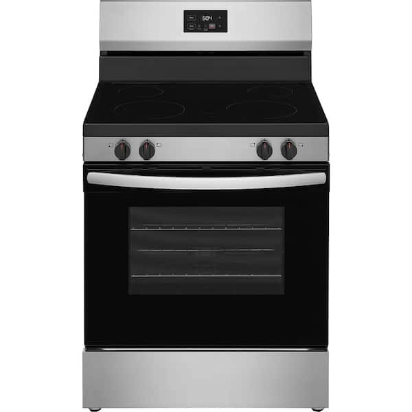 30in 4 Burner Elements Rear Control Free-Standing Electric Range in Stainless Steel with 2-in-1 Dual Expandable Element