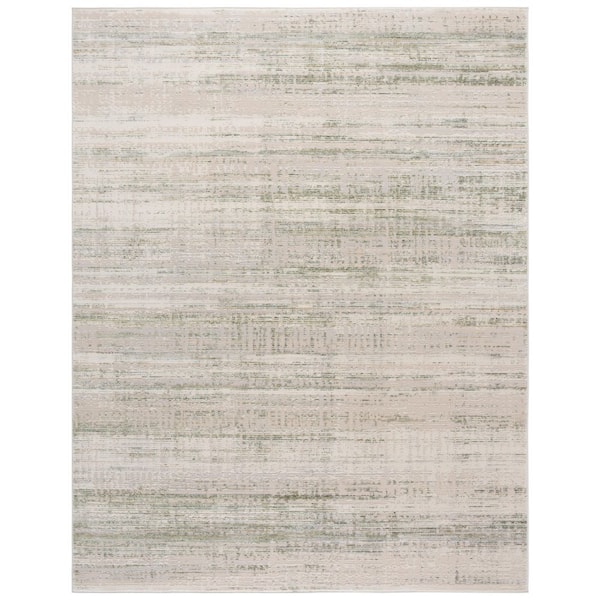 Prestige 9 ft. x 12 ft. Ivory/Light Green Distressed Striped Area Rug