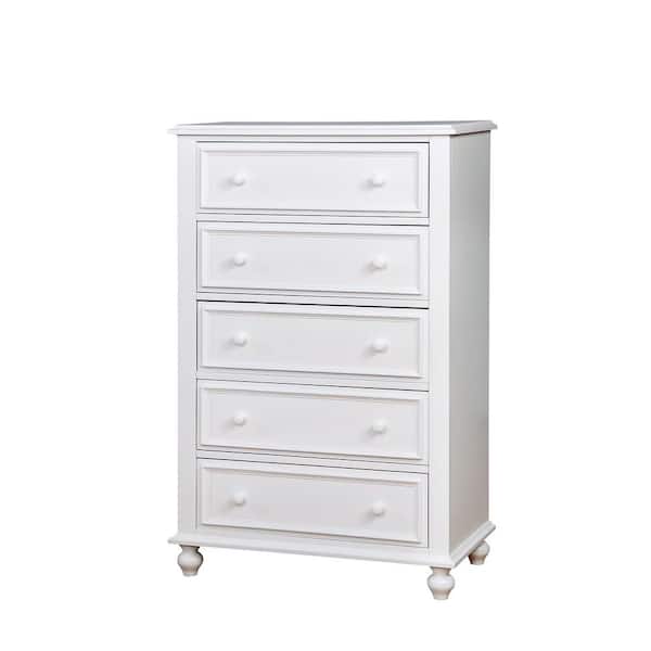 William's Home Furnishing Olivia 50 in. H White Traditional Style Bedroom Chest of Drawers
