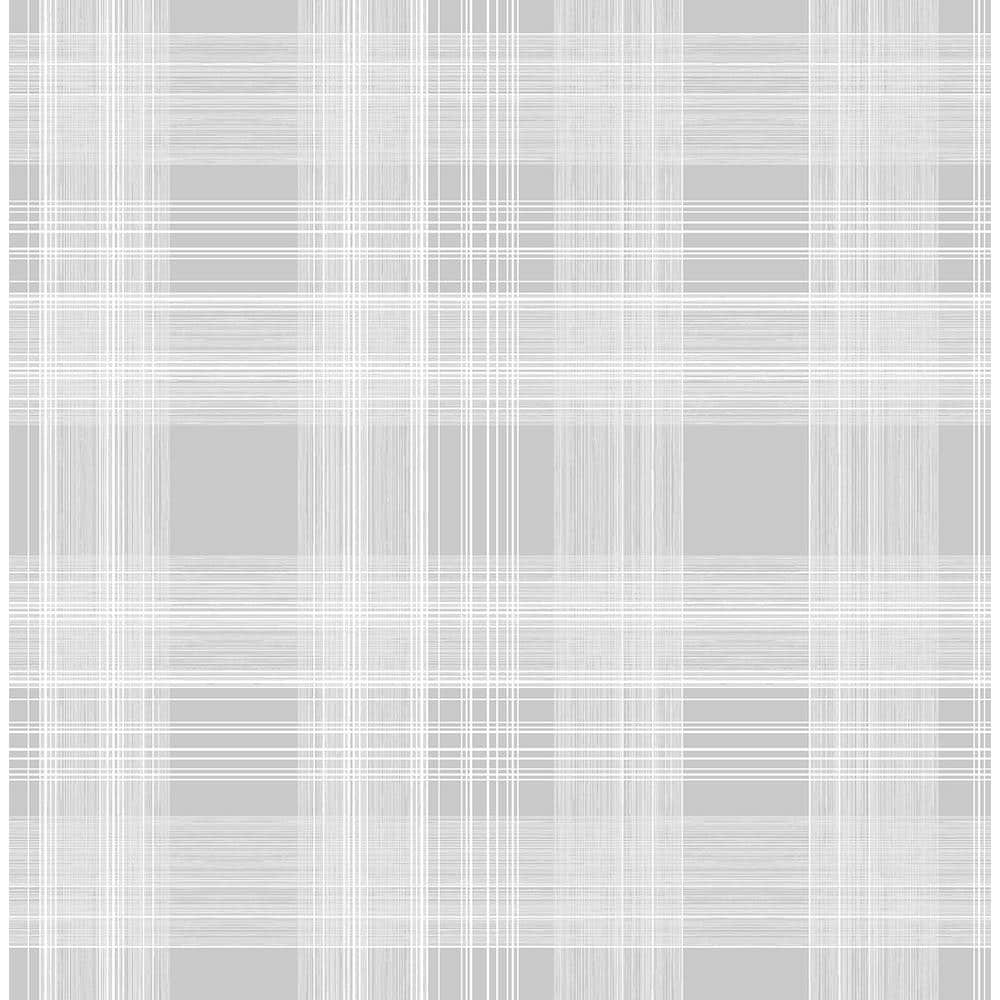 Harbor Grey Plaid Peel and Stick Vinyl Wallpaper