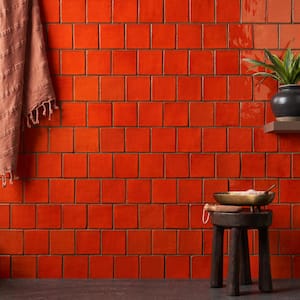 Orion Orange 3.93 in. x 3.93 in. Glazed Terracotta Clay Wall Tile (5.38 Sq. Ft./Case)