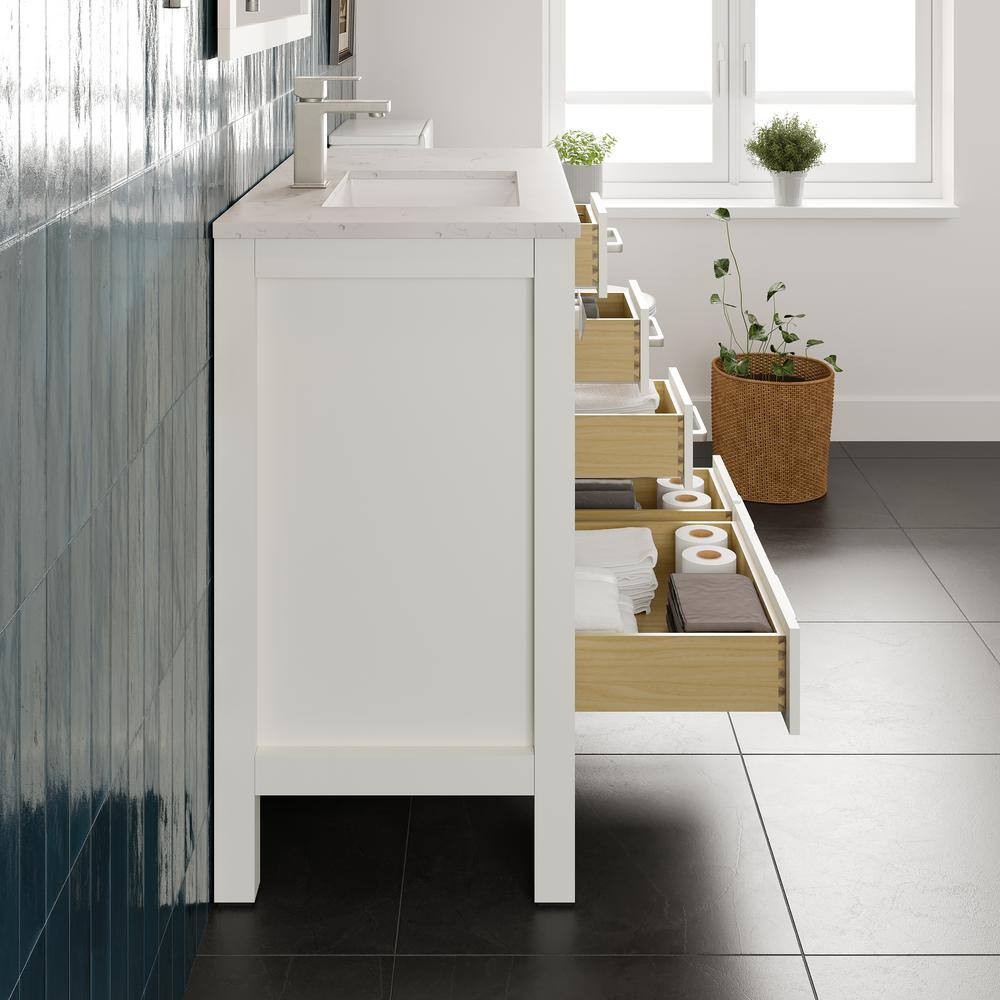 White 36" Freestanding Bathroom Vanity with Quartz Top