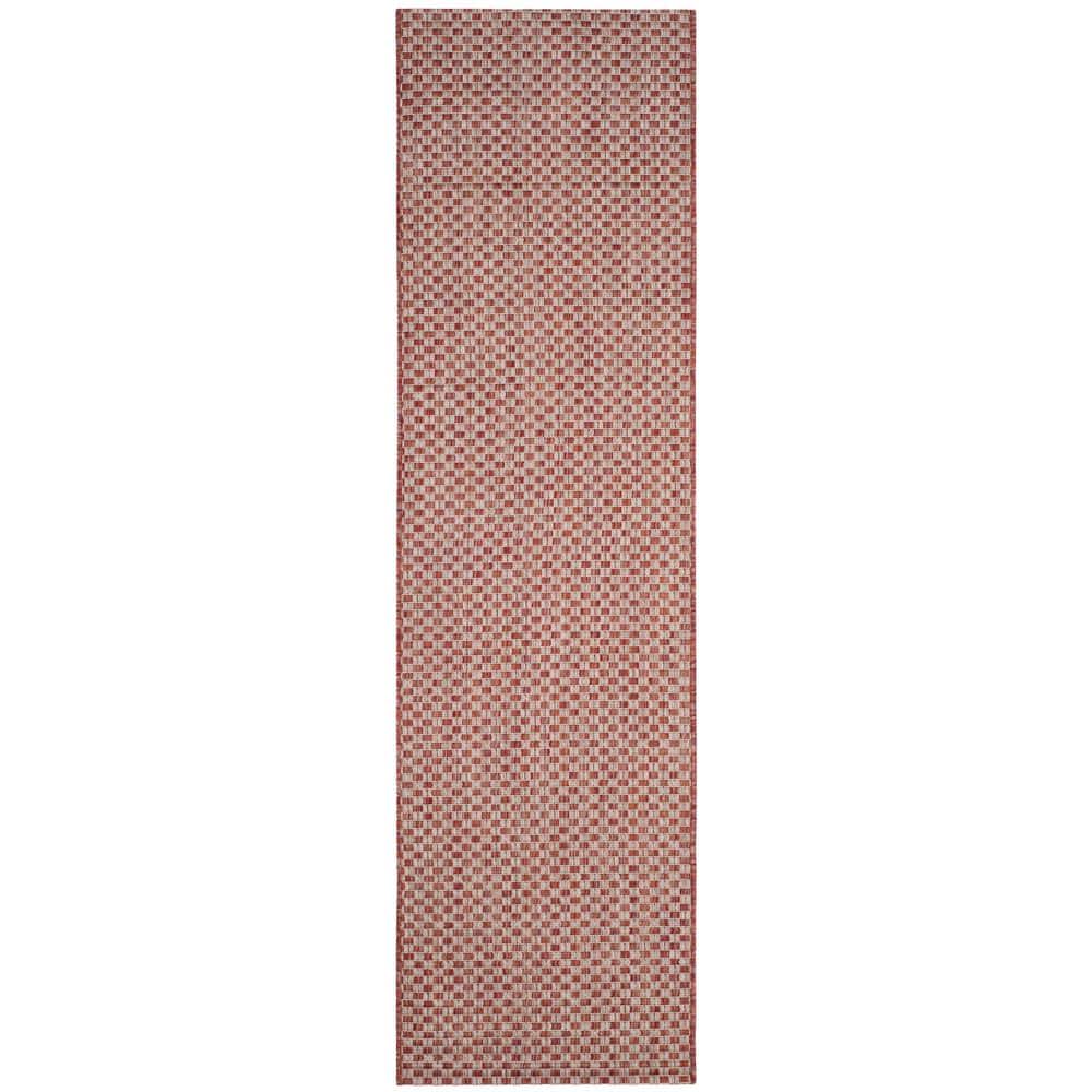 SAFAVIEH Courtyard Rust/Light Gray 2 ft. x 10 ft. Solid Indoor/Outdoor ...