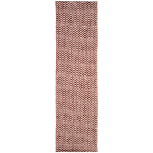 SAFAVIEH Courtyard Rust/Light Gray 2 ft. x 7 ft. Distressed Solid Color Indoor/Outdoor Runner Rug